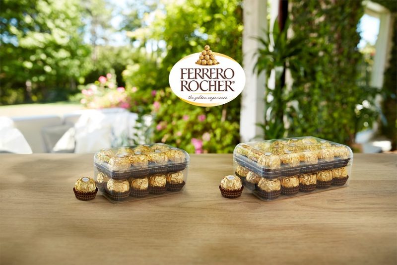 Ferrero Rocher in una scatola in materiale sostenibile